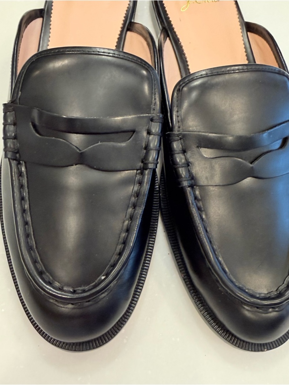 J. Crew Black Leather Backless Loafers - Picture 7 of 13